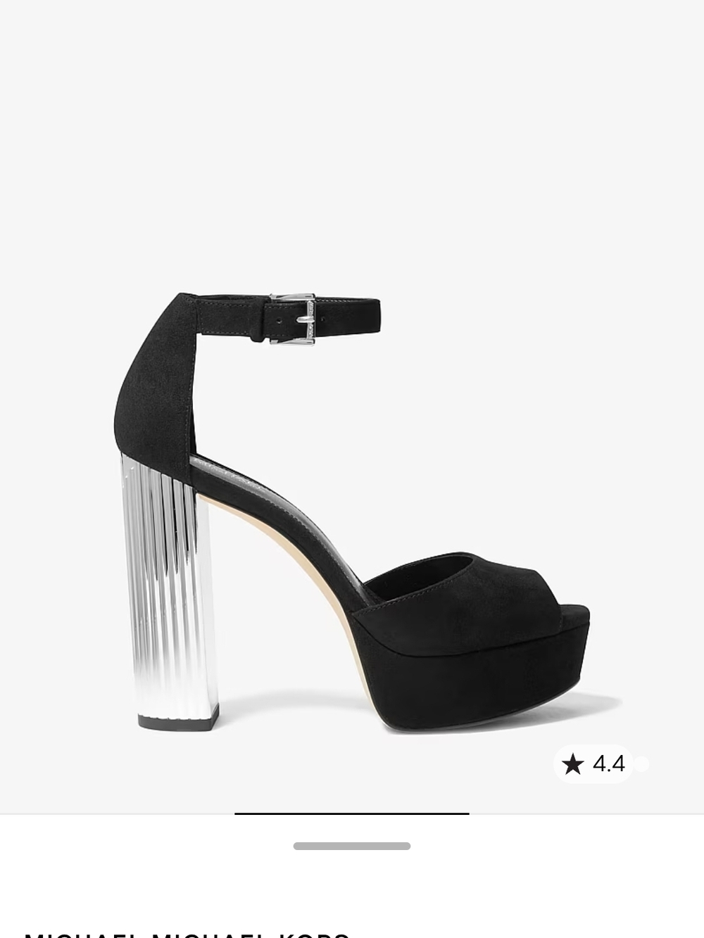 NWT Michael Kors Black Suede Platform Sandals with Silver Ribbed Block Heel Sz 8